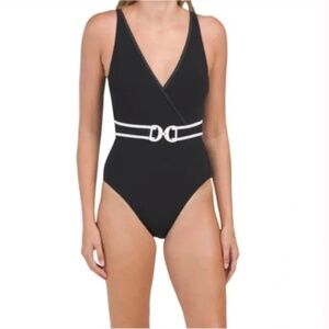 Profile by Gottex California Girl Belted V-Neck One Piece Swimsuit